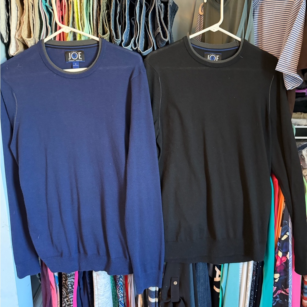 JOE Joseph Abboud Navy and Black Crewneck Pullover Sweaters - Set of 2 men’s med